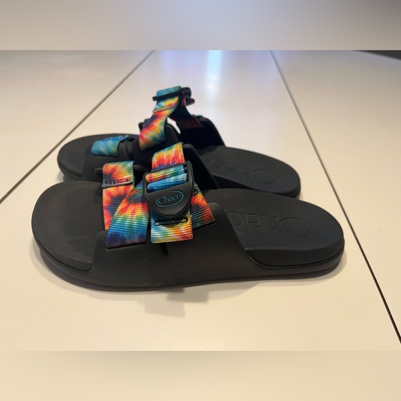 Chaco Shoes - Chaco women’s size 5 slip on sandal black rainbow tie dye straps